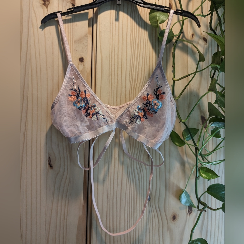 Dainty translucent mesh bralette